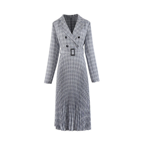 Plaid long skirt A-line skirt mid-length skirt - ROUTINE FASHION